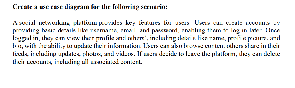 Create a use case diagram for the following