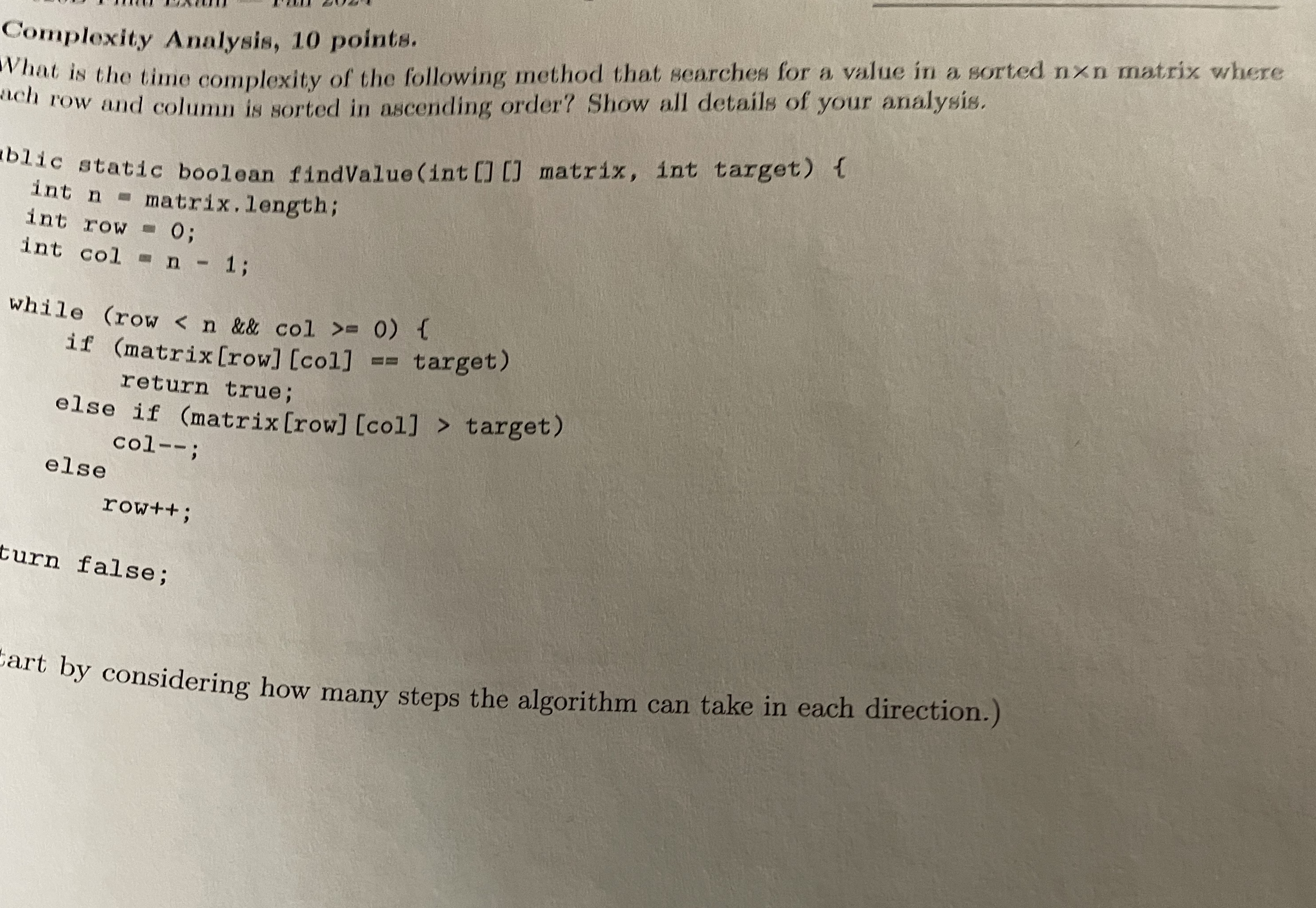 Complexity Analysis, 1 0 points. What is the time