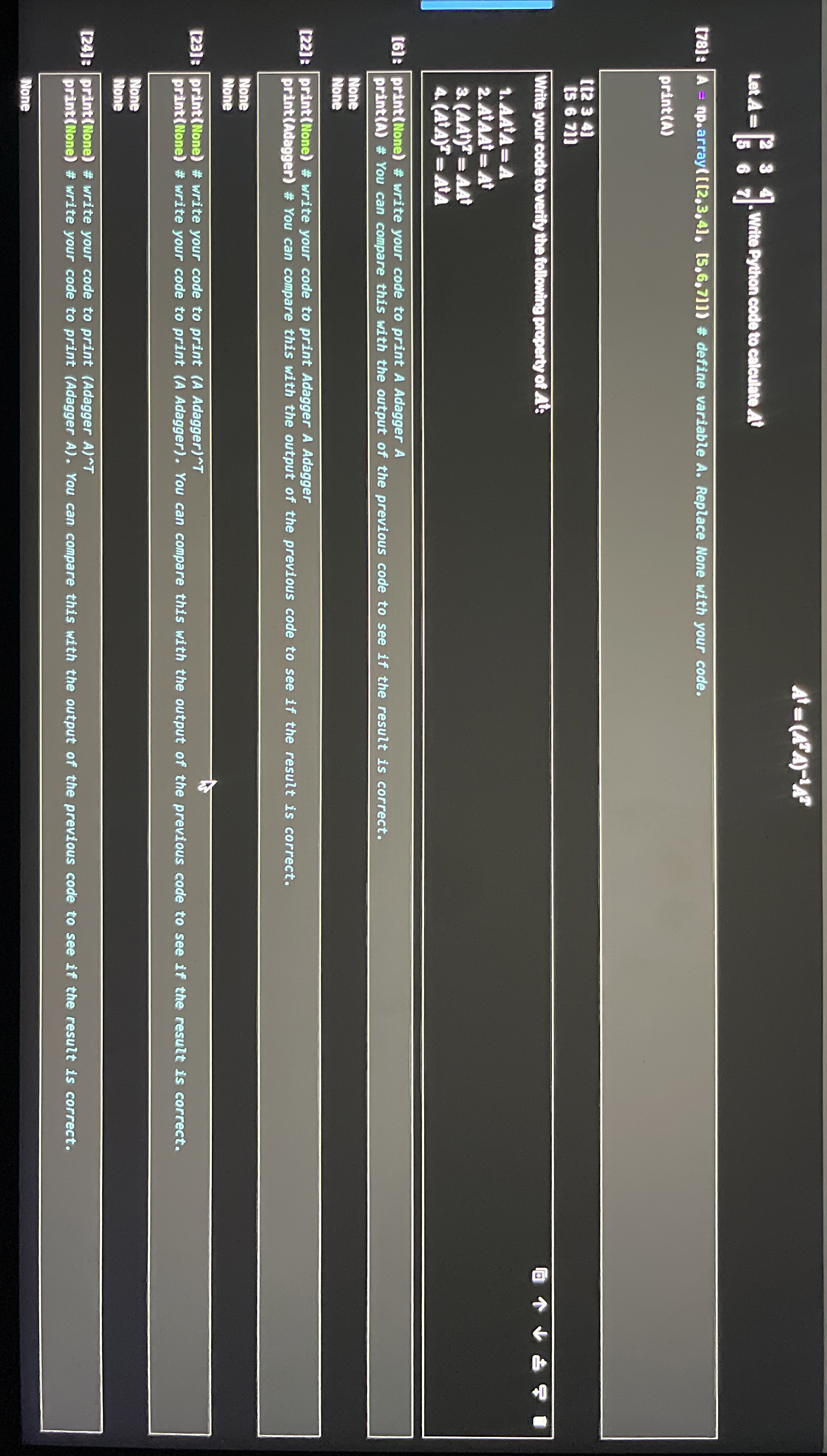 LetA = [ 2 3 4 5 6 7 ] . Withe Python codo to