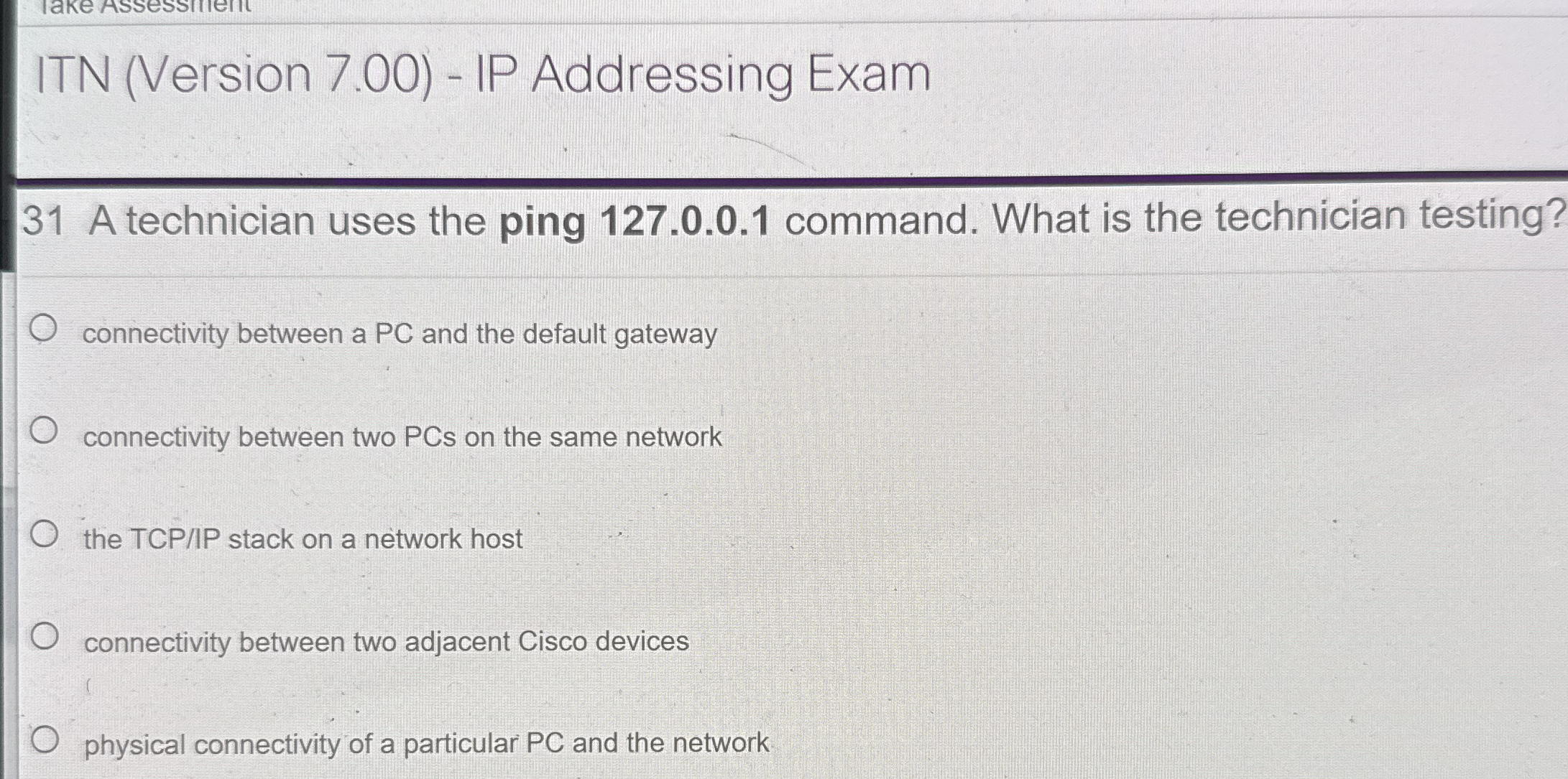 ITN ( Version 7 . 0 0 ) - IP Addressing Exam 3 1