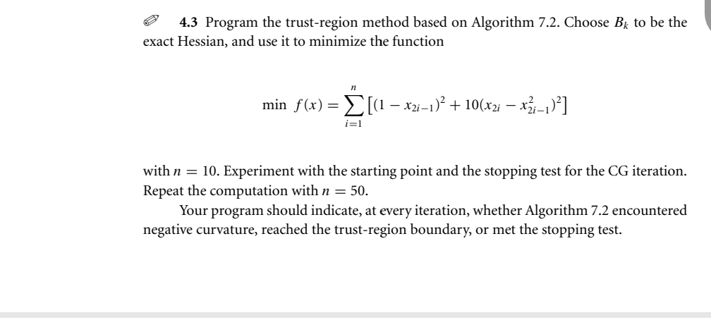 4 . 3 Using MATLAB, program the trust - region