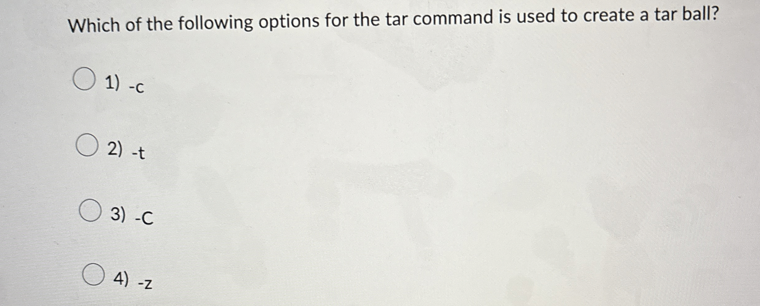 Which of the following options for the tar