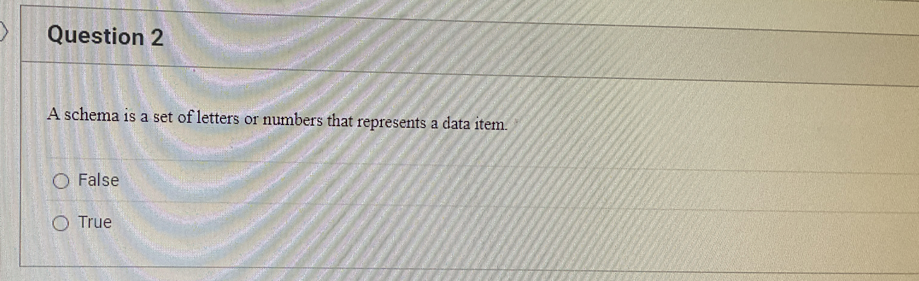 Question 2 A schema is a set of letters or