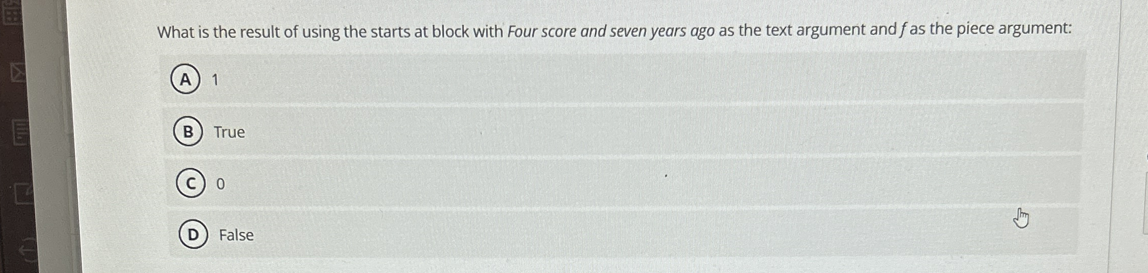 What is the result of using the starts at block