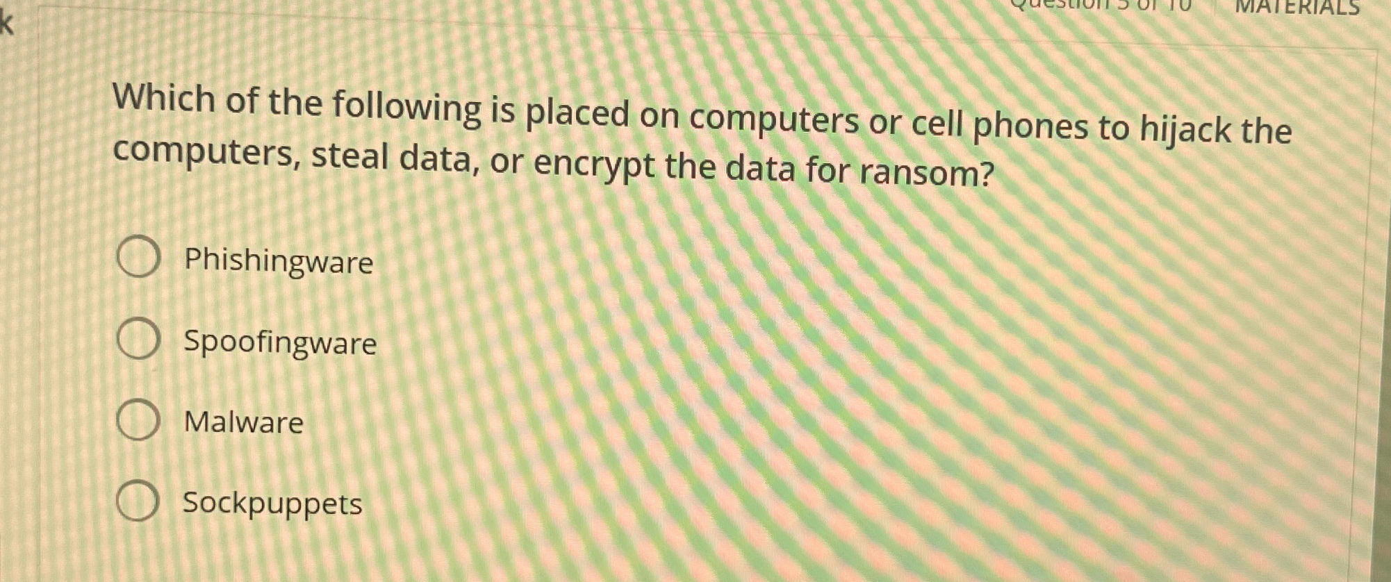 Which of the following is placed on computers or