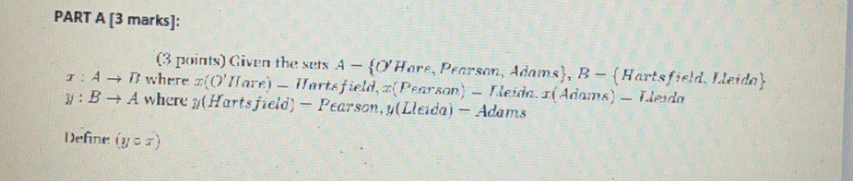 PART A [ 3 marks ] : y: B A where Hartsfield
