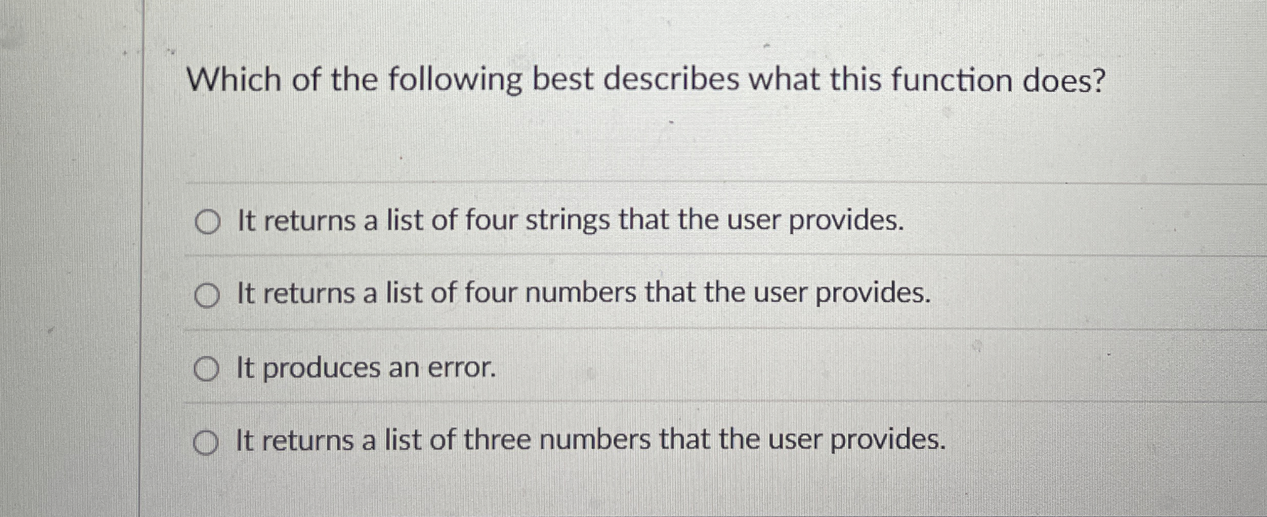 Which of the following best describes what this