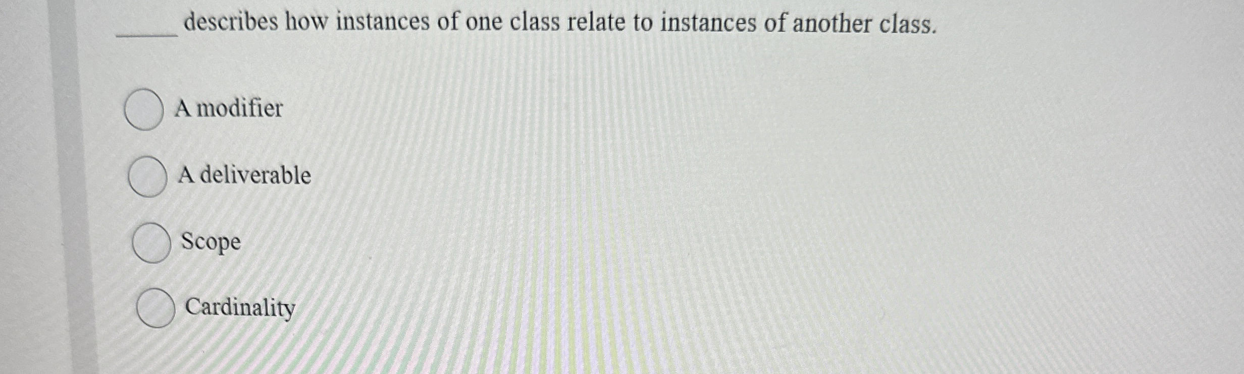 describes how instances of one class relate to
