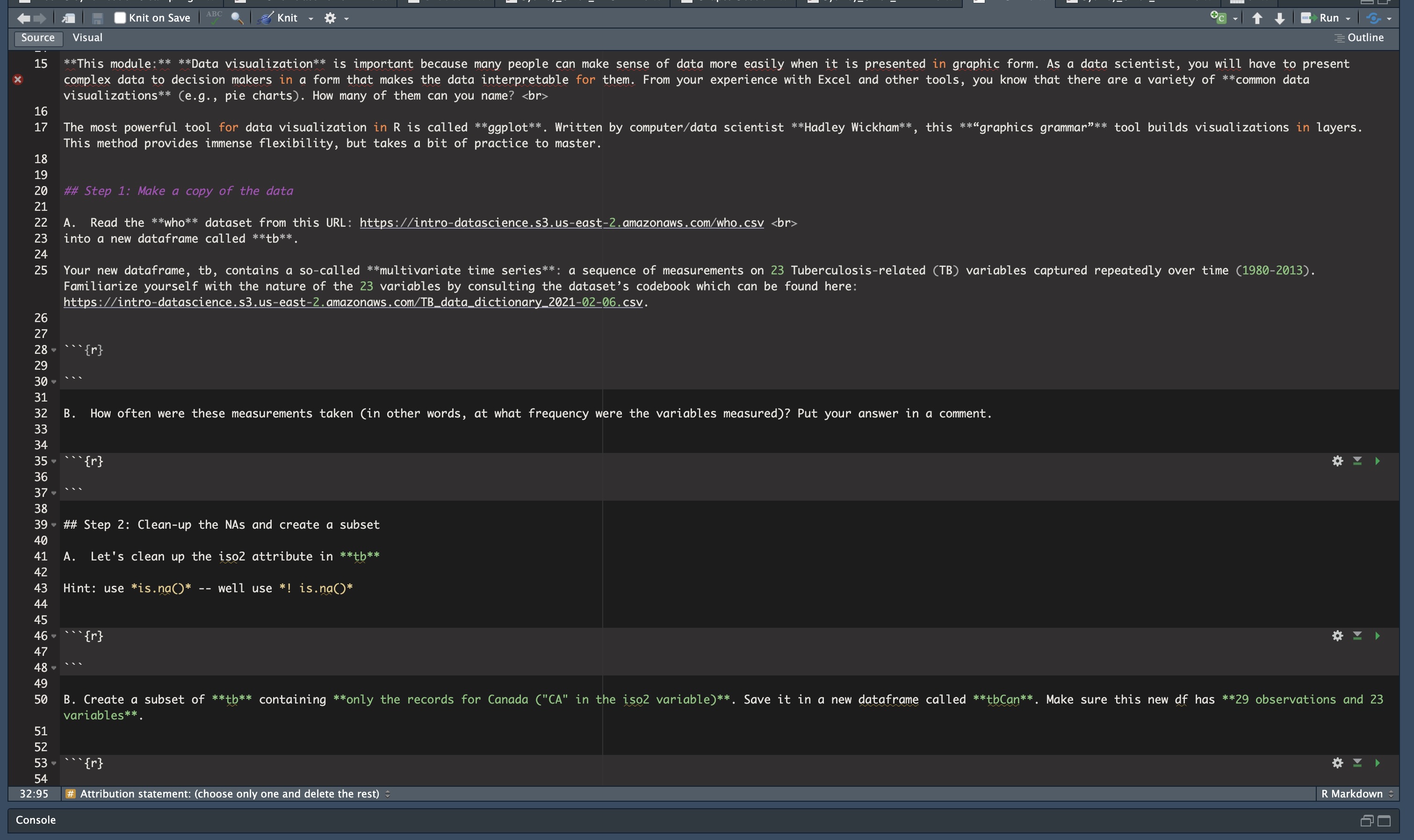 See below for the R Studio code questions. Please