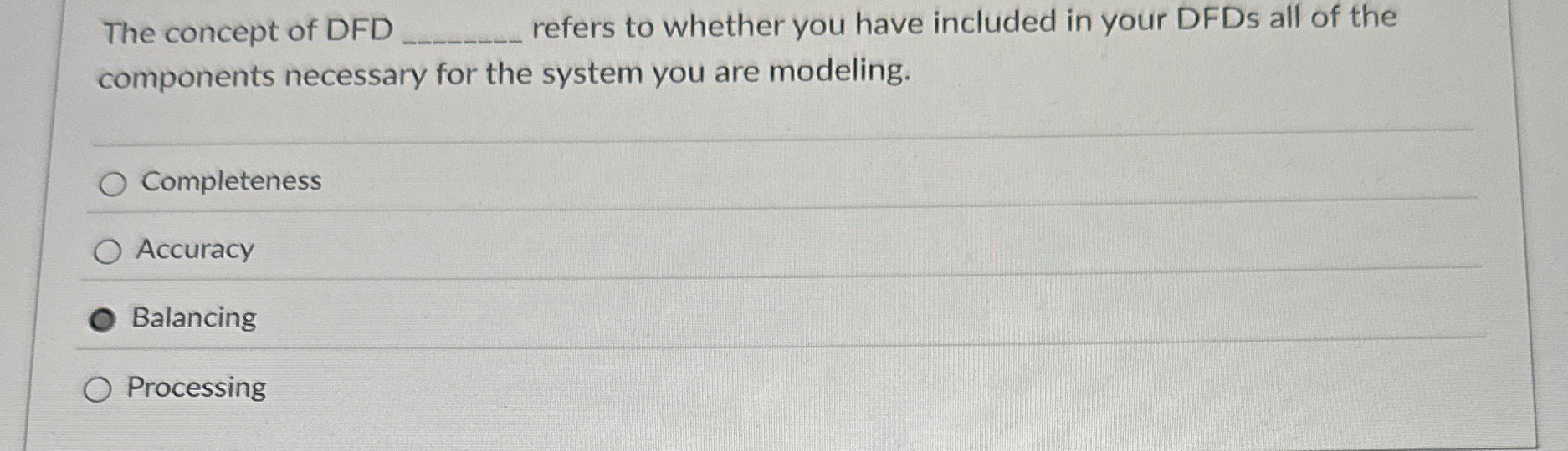 The concept of DFD refers to whether you have