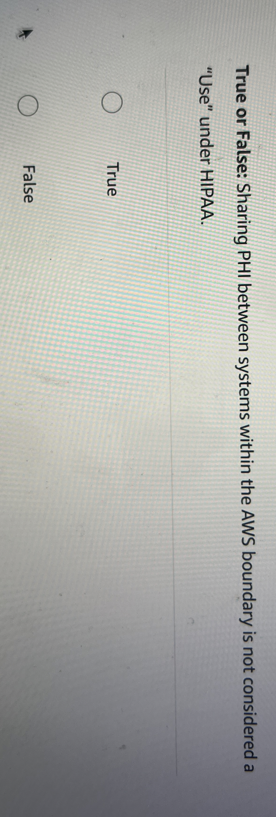 True or False: Sharing PHI between systems within