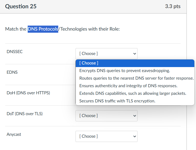 Question 2 5 Match the 'Technologies with their