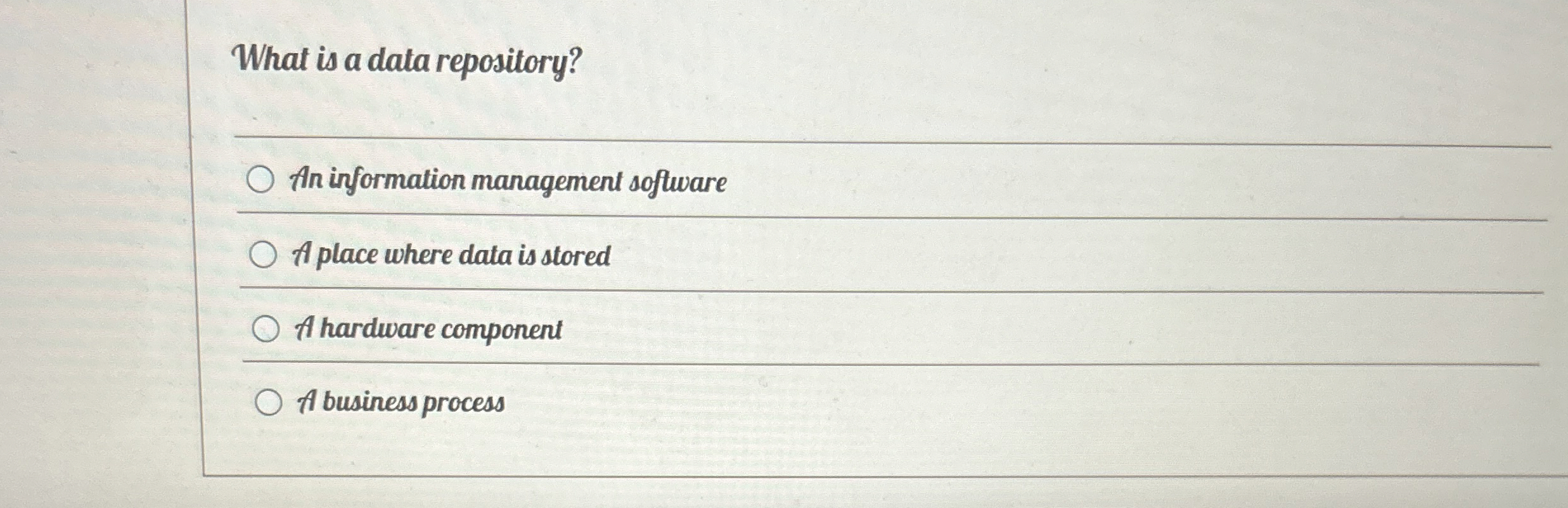 What is a data repository? q , An information