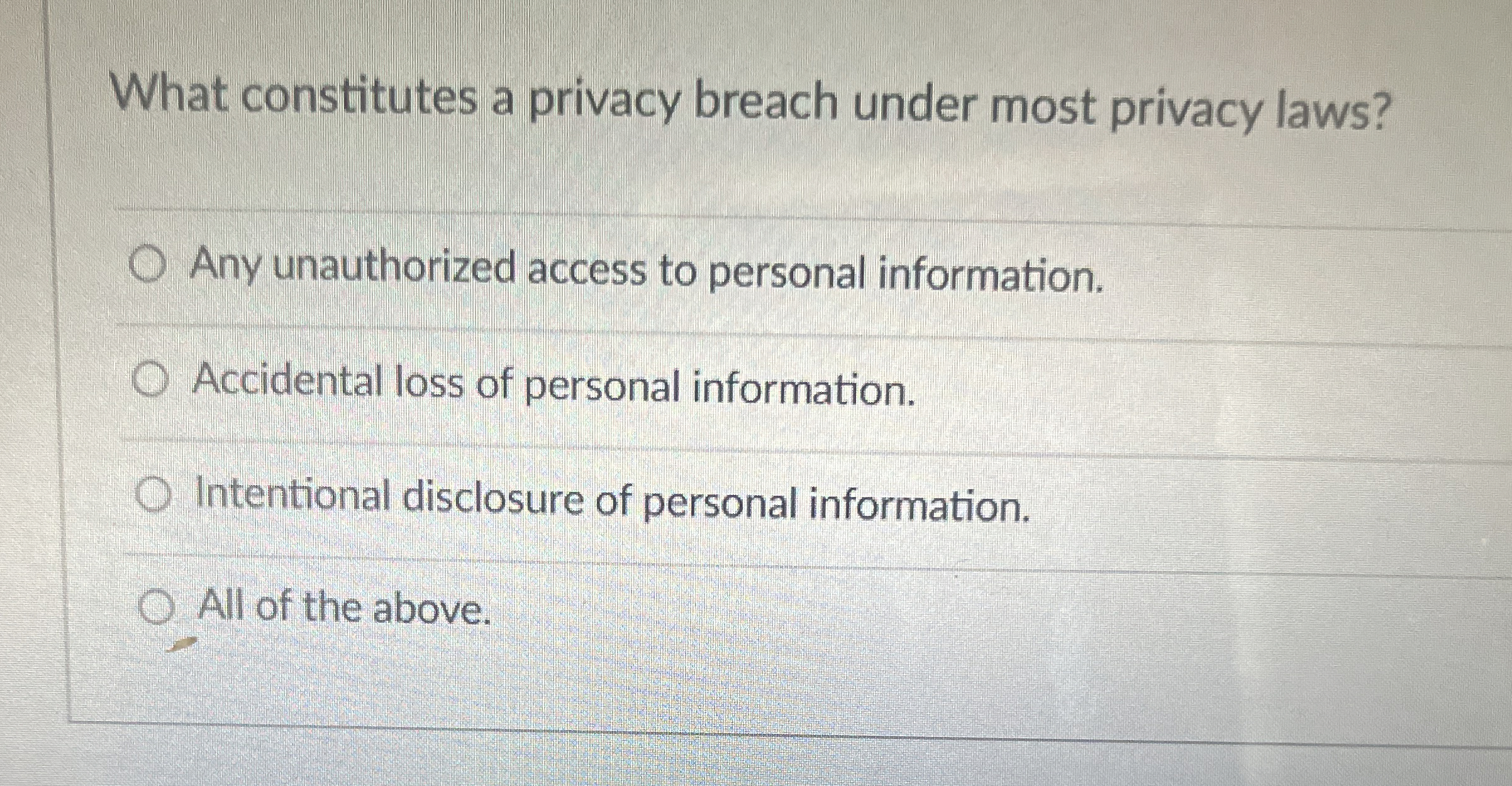 What constitutes a privacy breach under most