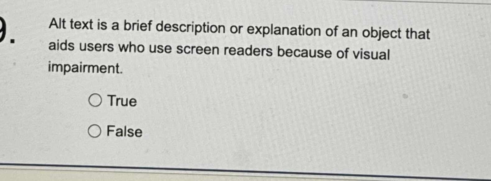 Alt text is a brief description or explanation of