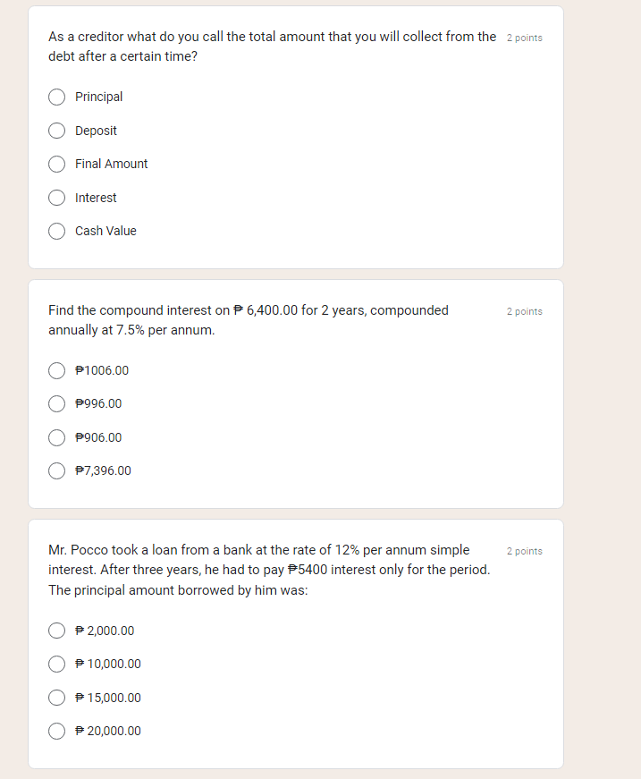 As a creditor what do you call the total amount