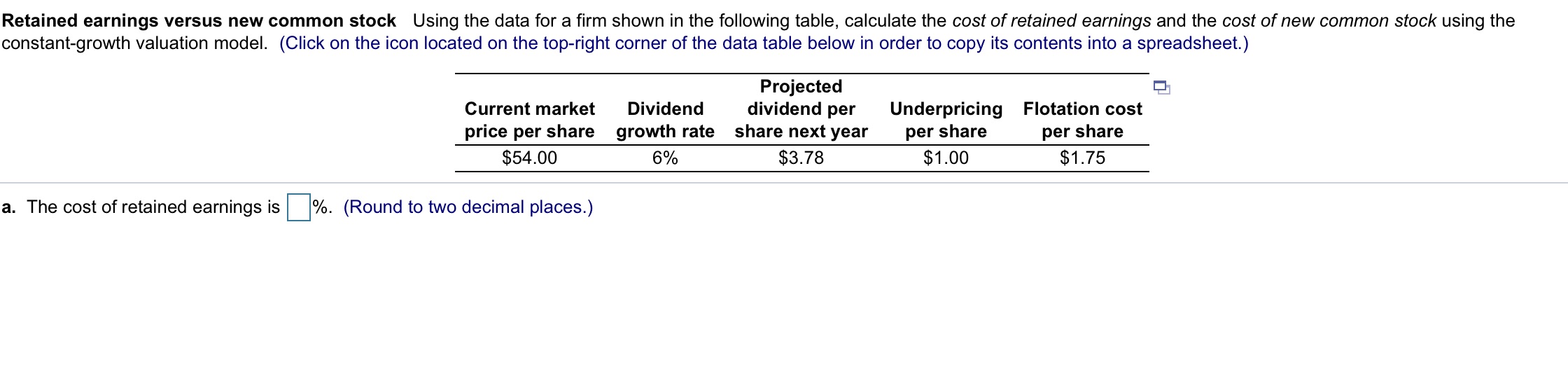 Retained earnings versus new common stock Using