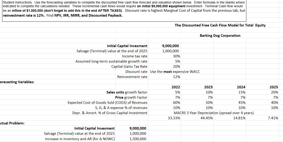 Student instructions: Use the forecasting