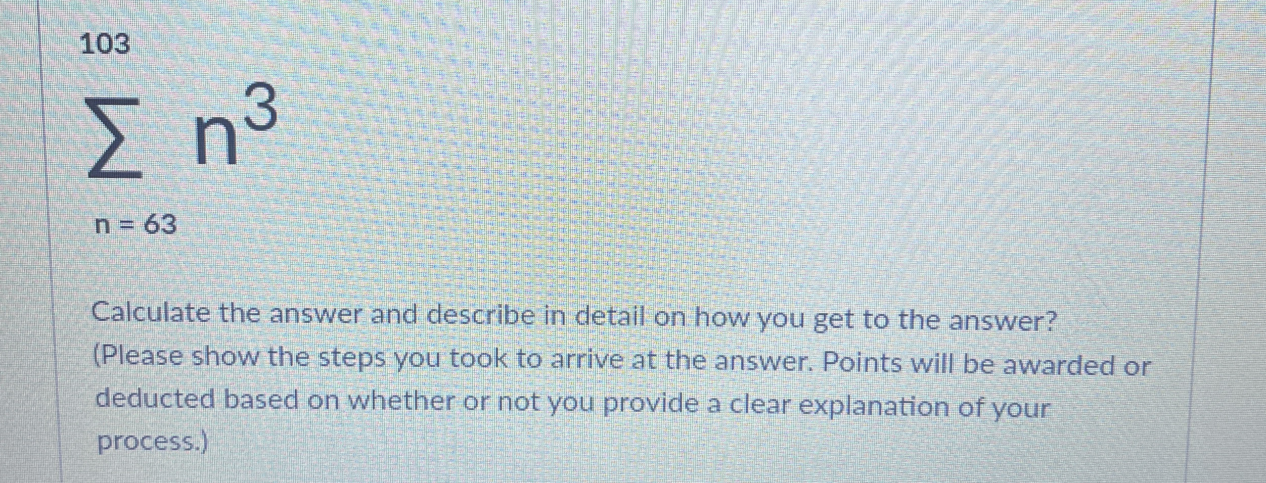 n = 6 3 1 0 3 n 3 Calculate the answer and