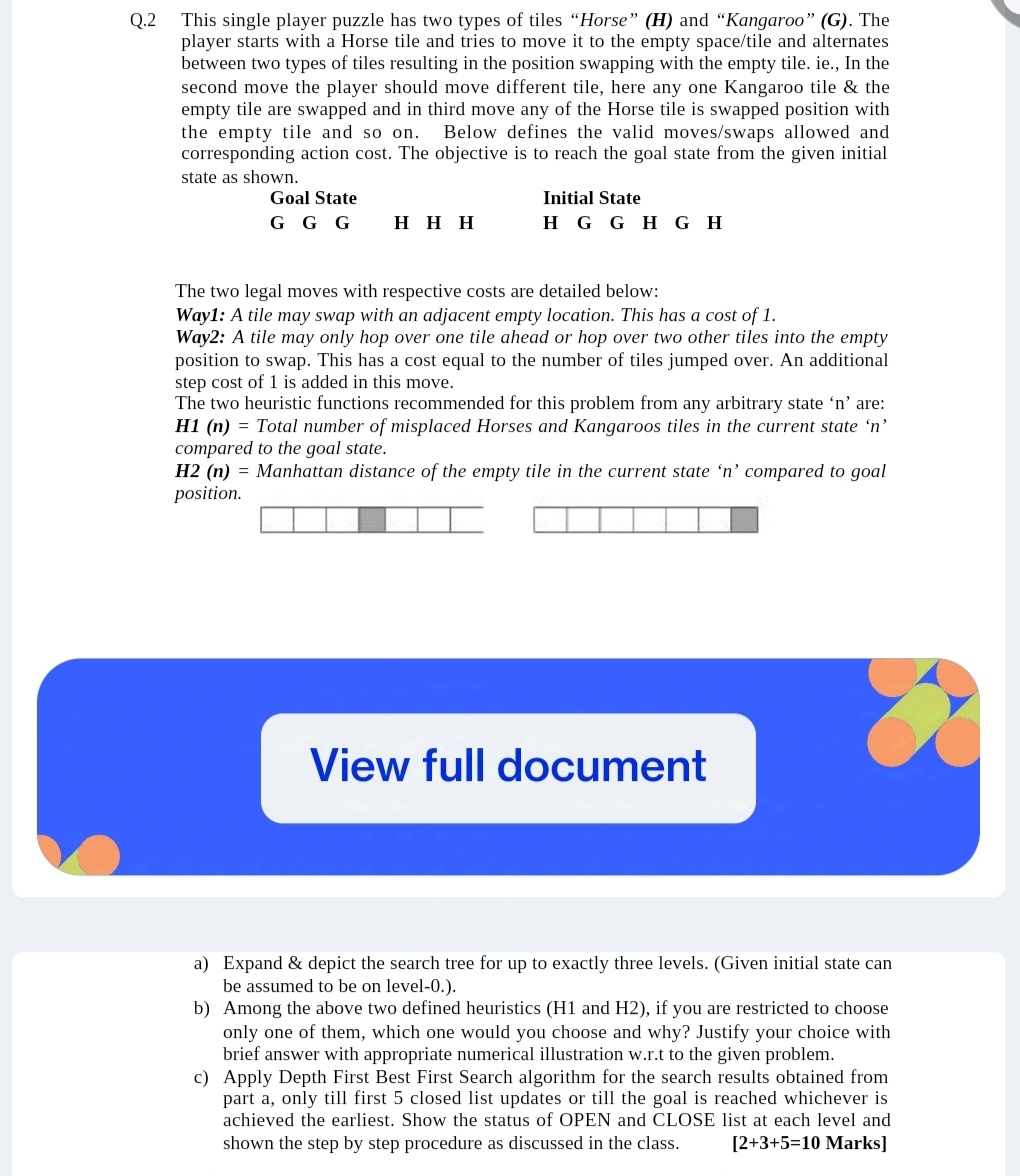 Q . 2 This single player puzzle has two types of