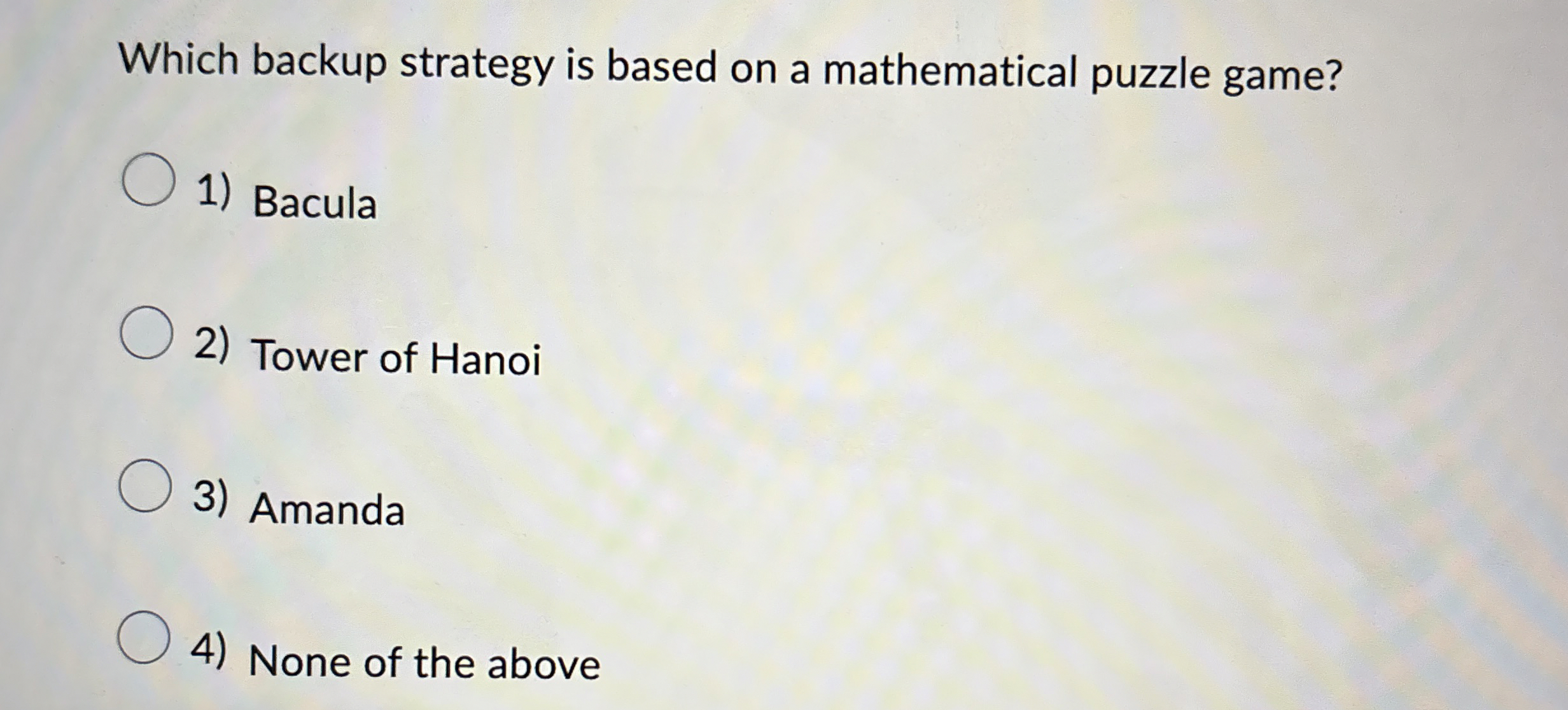 Which backup strategy is based on a mathematical