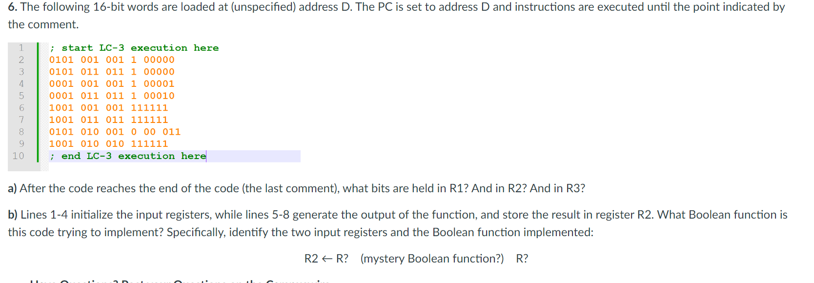 6 . The following 1 6 - bit words are loaded at (