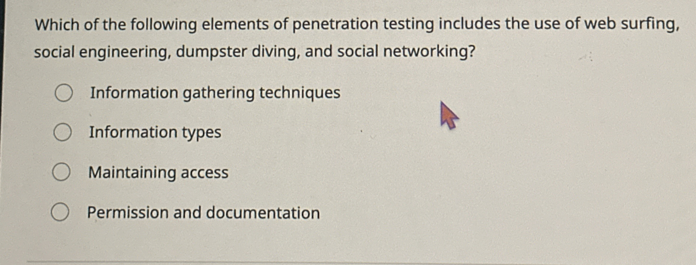 Which of the following elements of penetration