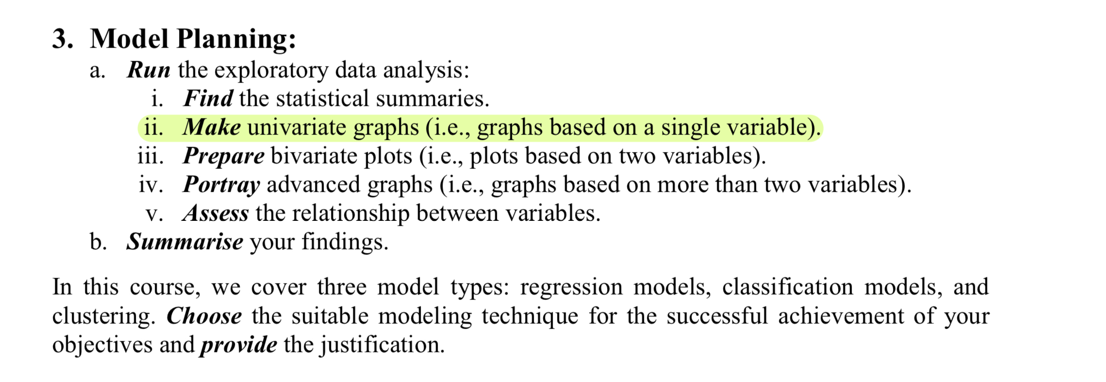 please just do this part ii . Make univariate