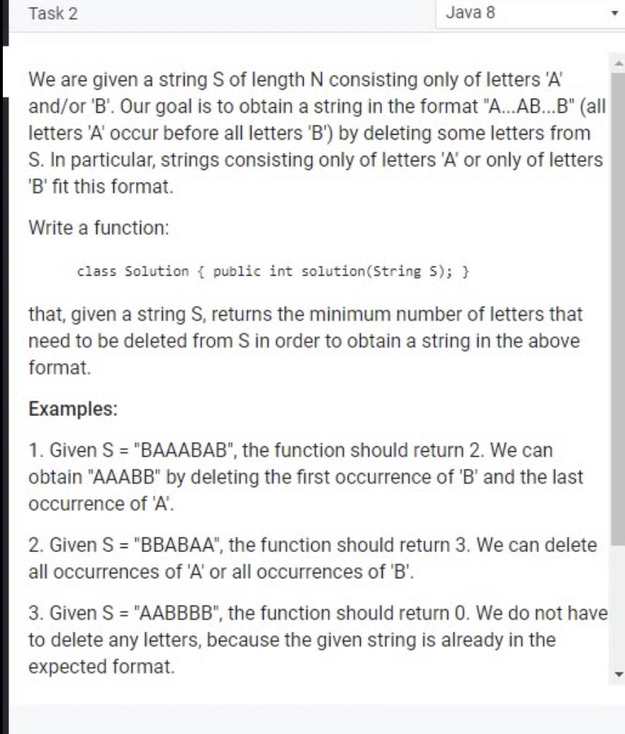 Java 8 We are given a string S of length N