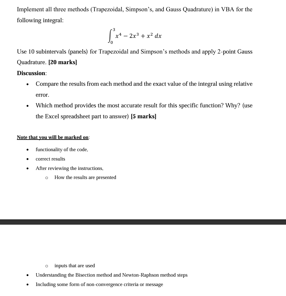 Implement all three methods ( Trapezoidal ,