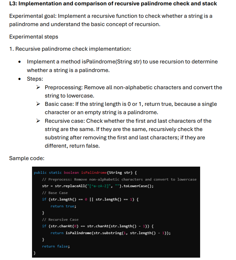 L 3 : Implementation and comparison of recursive