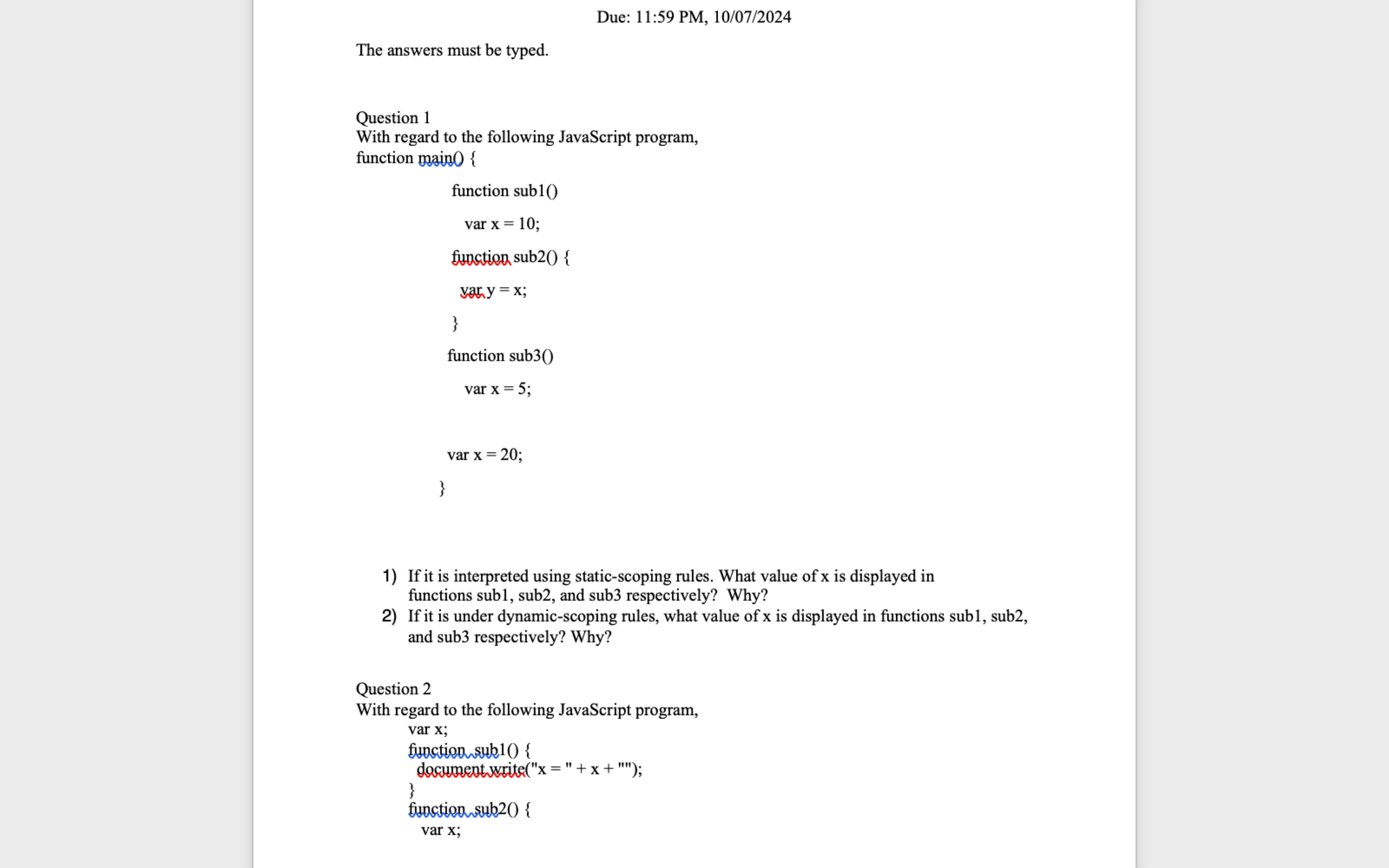 Due: 1 1 : 5 9 PM , 1 0 / 0 7 / 2 0 2 4 The