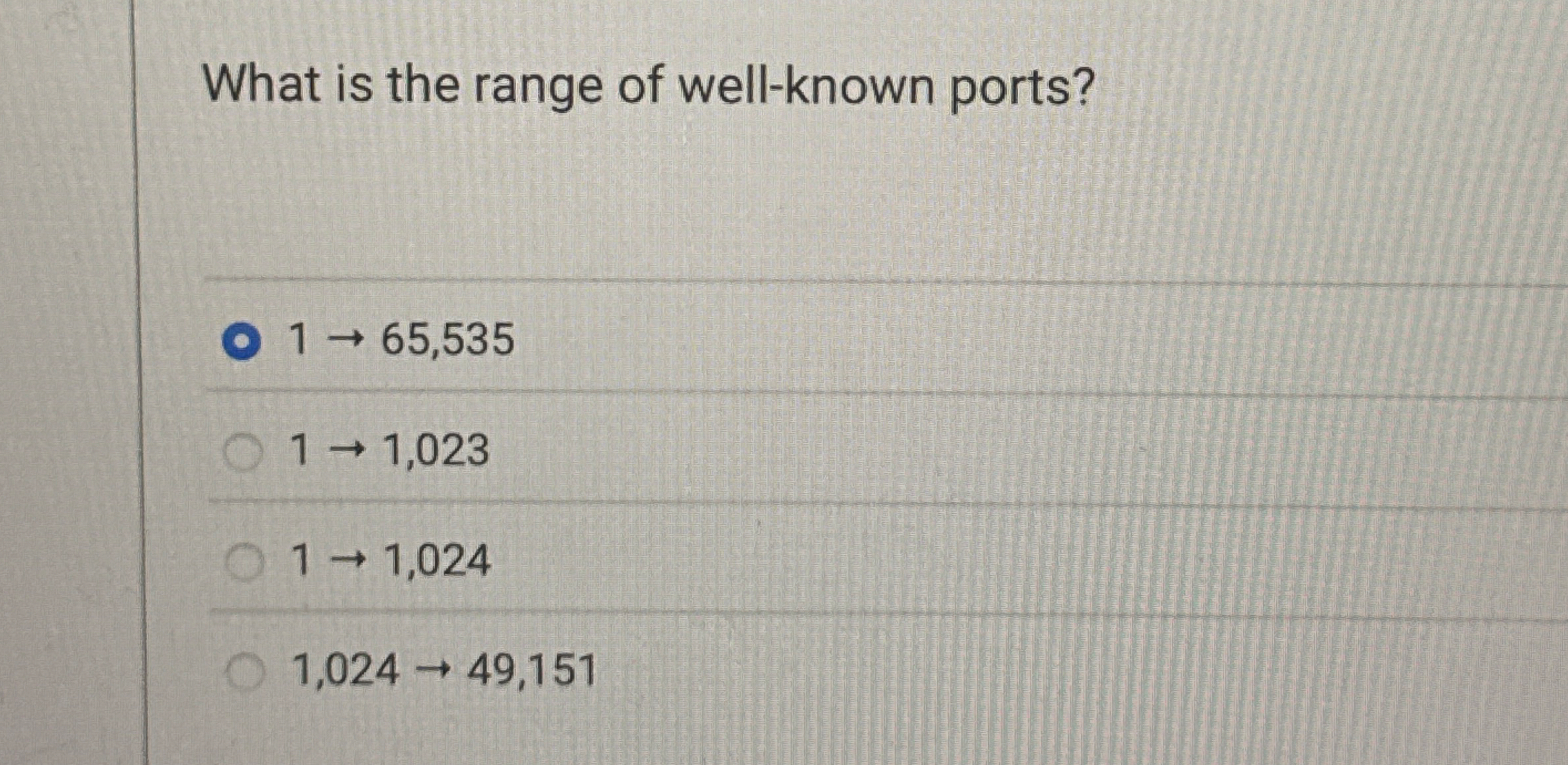 What is the range of well - known ports? 1 6 5 ,