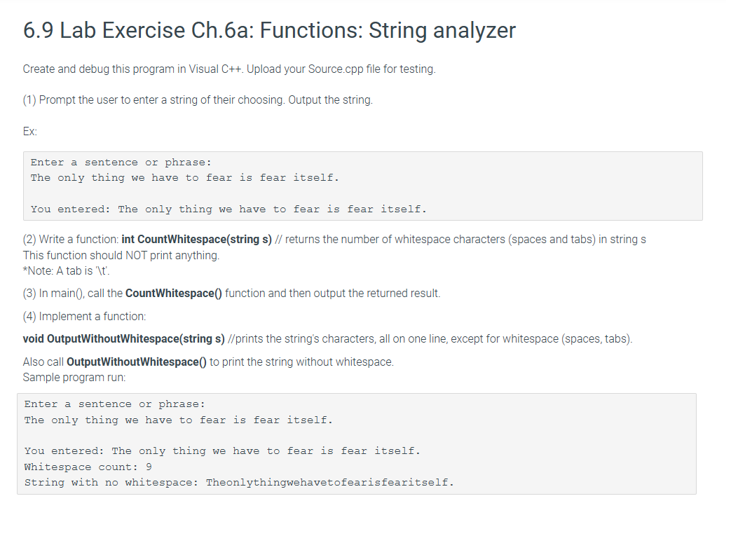 6 . 9 Lab Exercise Ch . 6 a: Functions: String