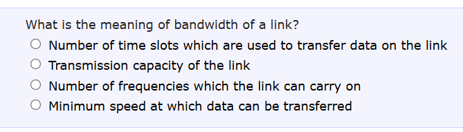 What is the meaning of bandwidth of a link?