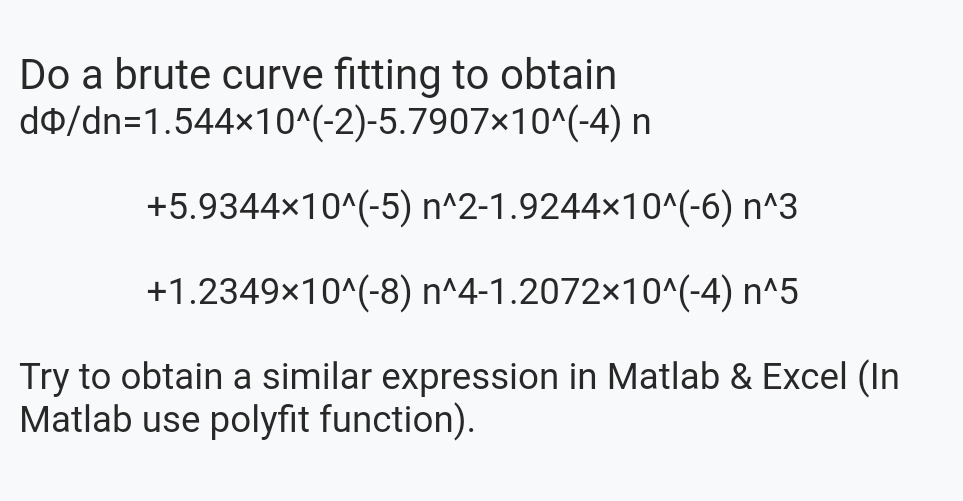 Do a brute curve fitting to obtain d d n = 1 . 5
