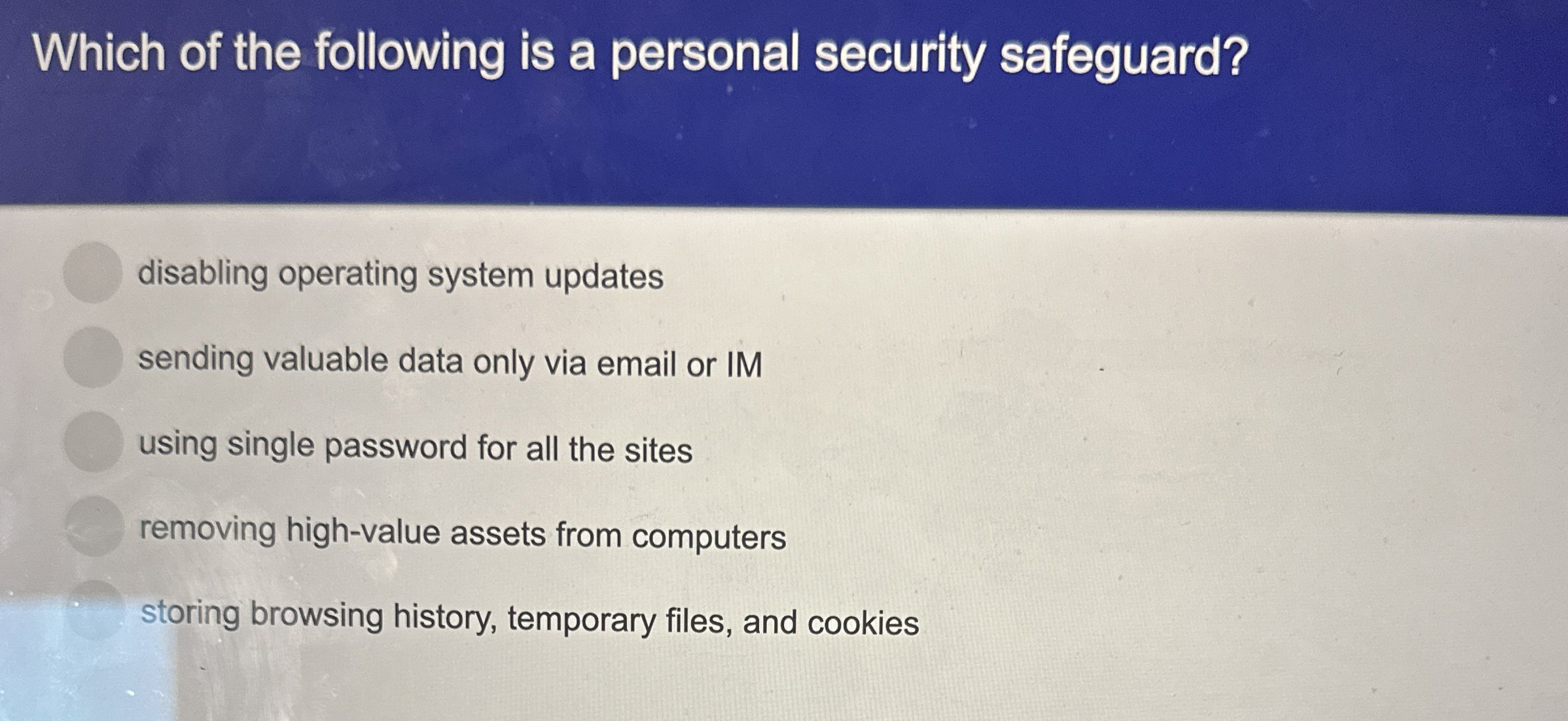 Which of the following is a personal security