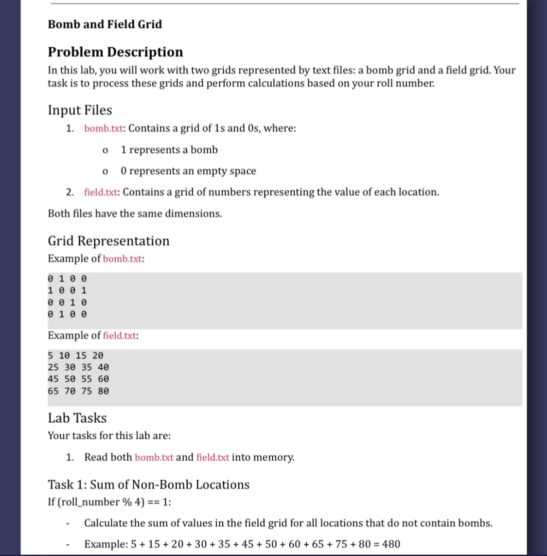 Bomb and Field Grid Do in Mips assembly language