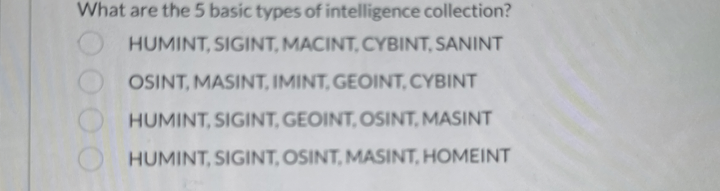 What are the 5 basic types of intelligence