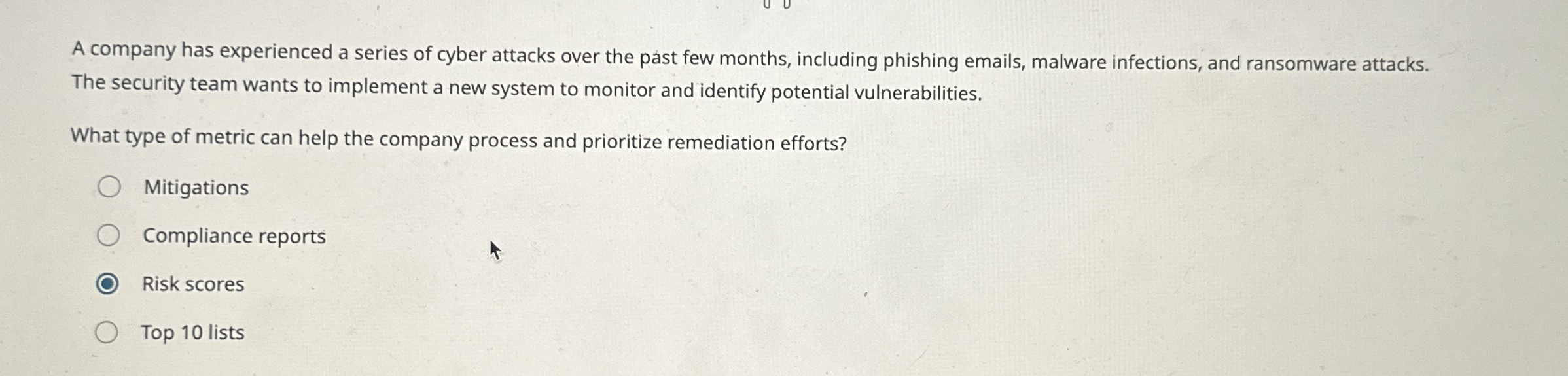 A company has experienced a series of cyber