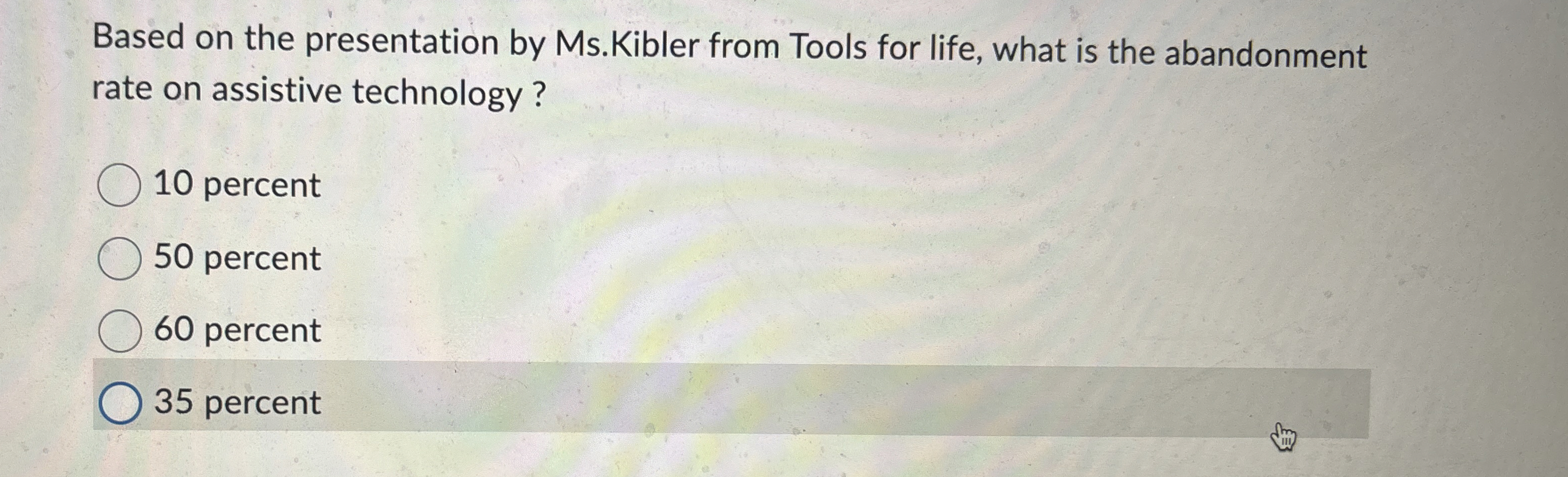 Based on the presentation by Ms . Kibler from