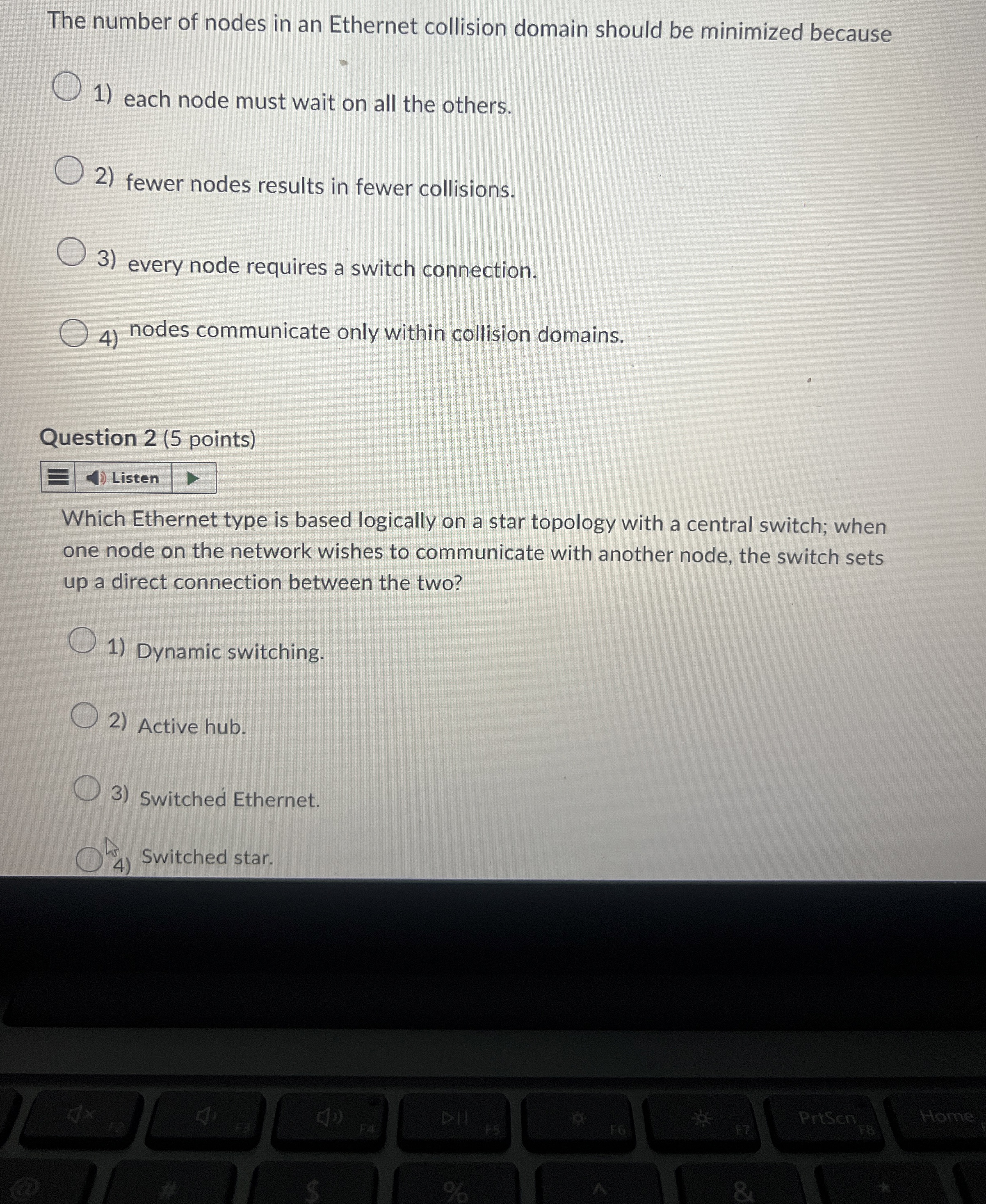 The number of nodes in an Ethernet collision