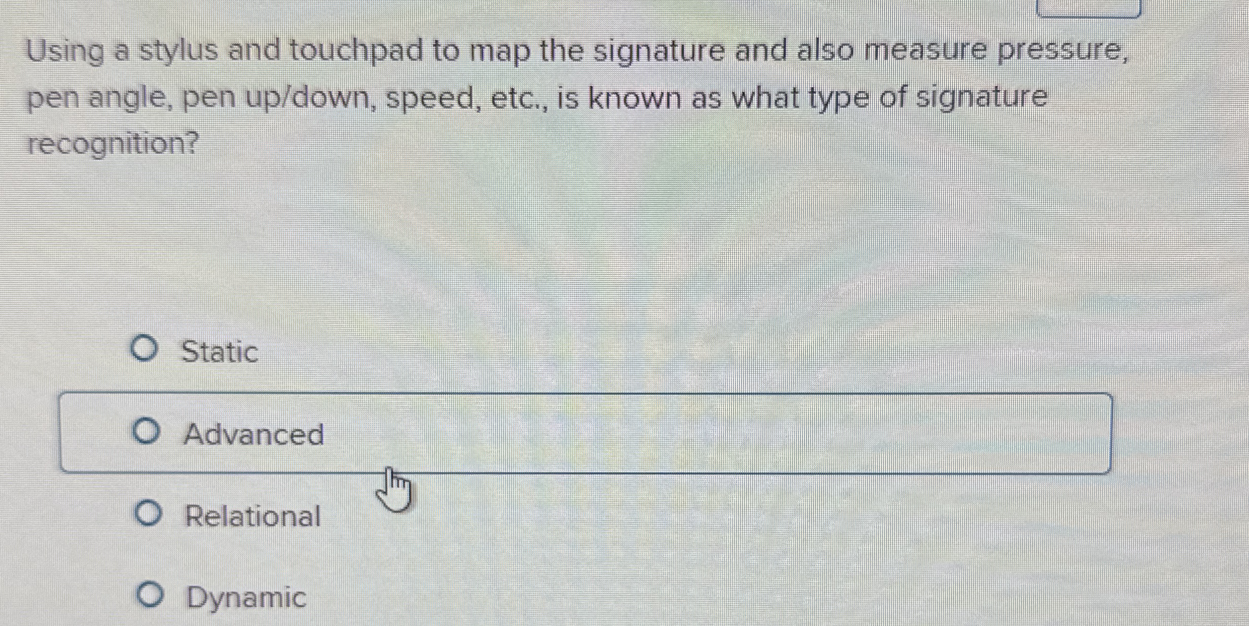 Using a stylus and touchpad to map the signature