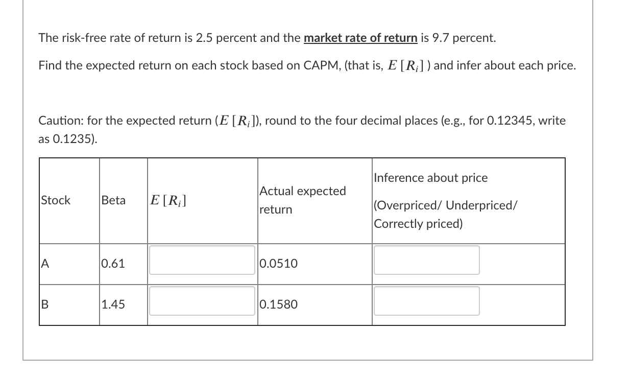 please answer the following - The risk-free rate