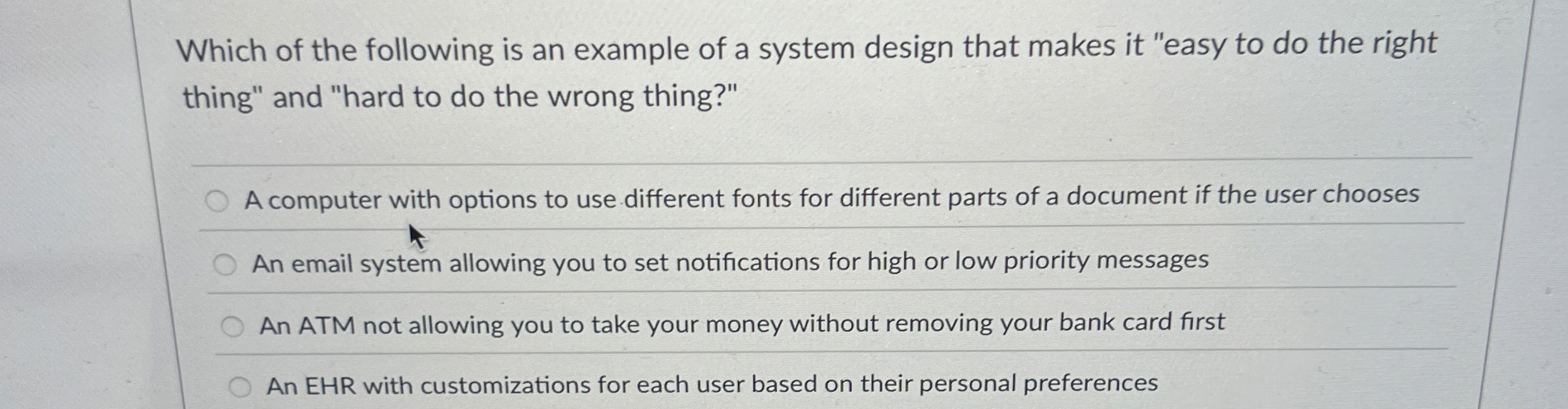 Which of the following is an example of a system