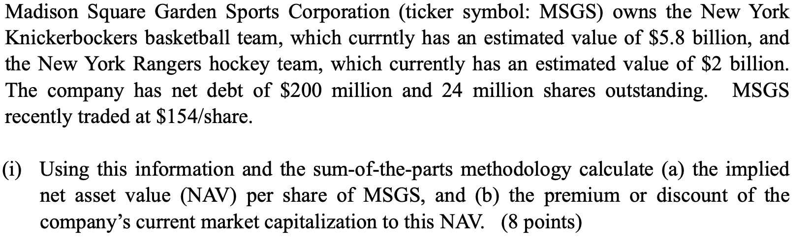 Madison Square Garden Sports Corporation (ticker