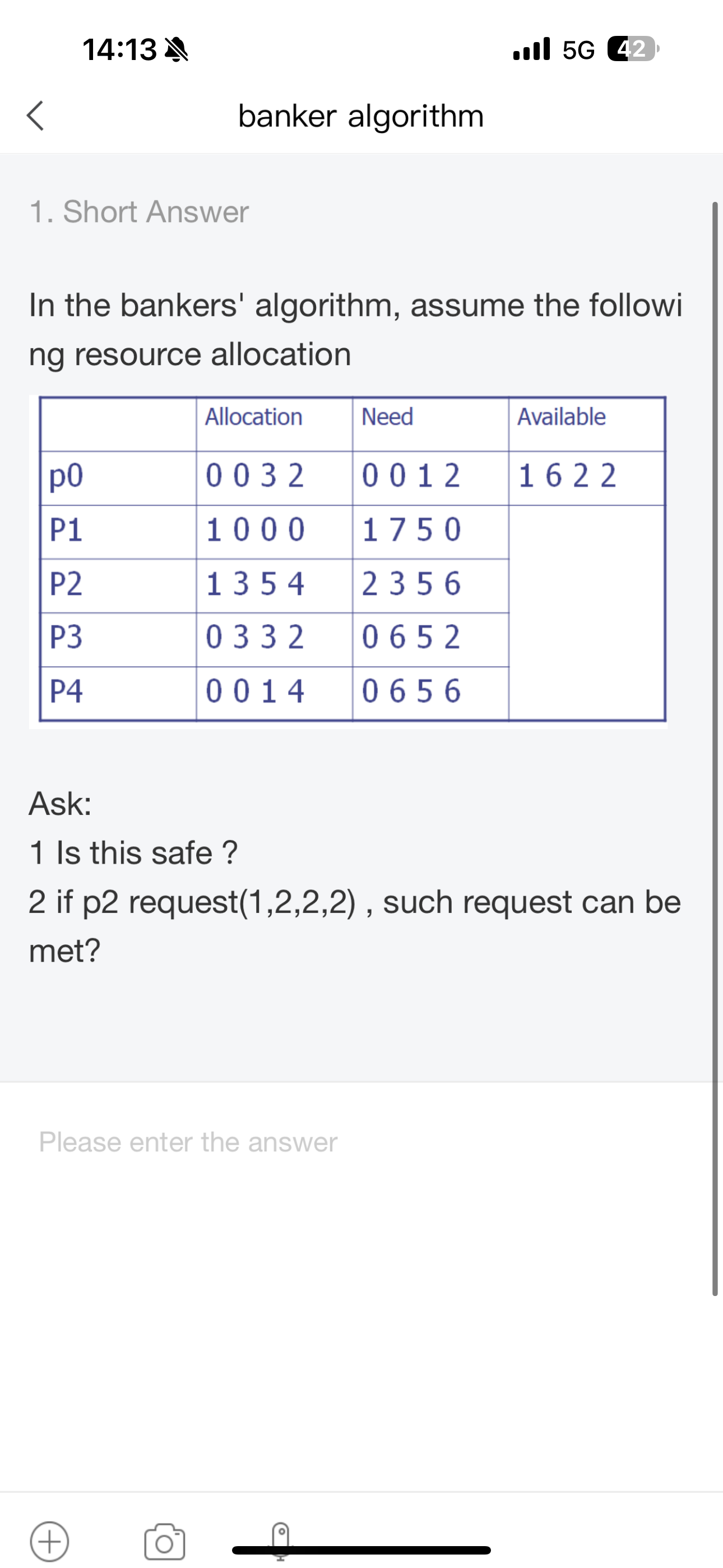 banker algorithm 1 . Short Answer In the bankers'