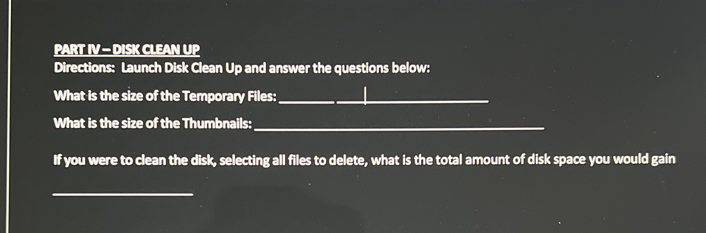 PARTM - DEFKCIEANUP Directions: Launch Disk Clean
