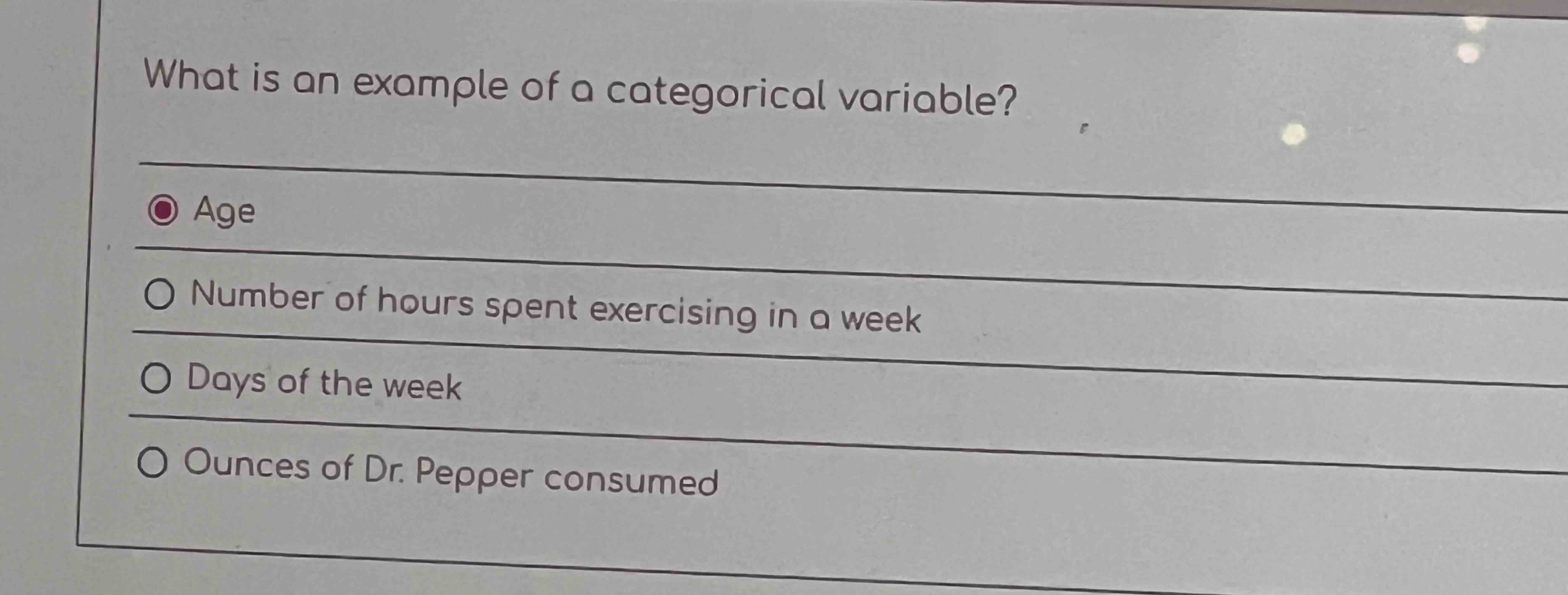 What is an example of a categorical