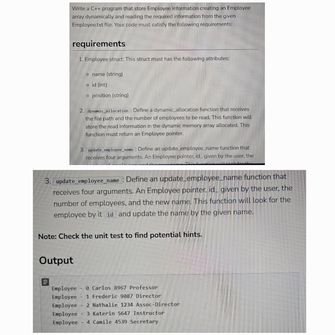 Write a C + + program that store Employee